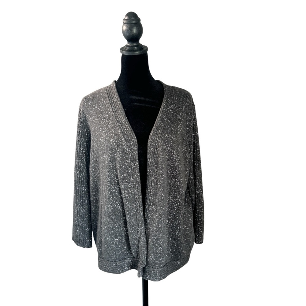 C.J. Banks Sparkly Grey Open Front Cardigan